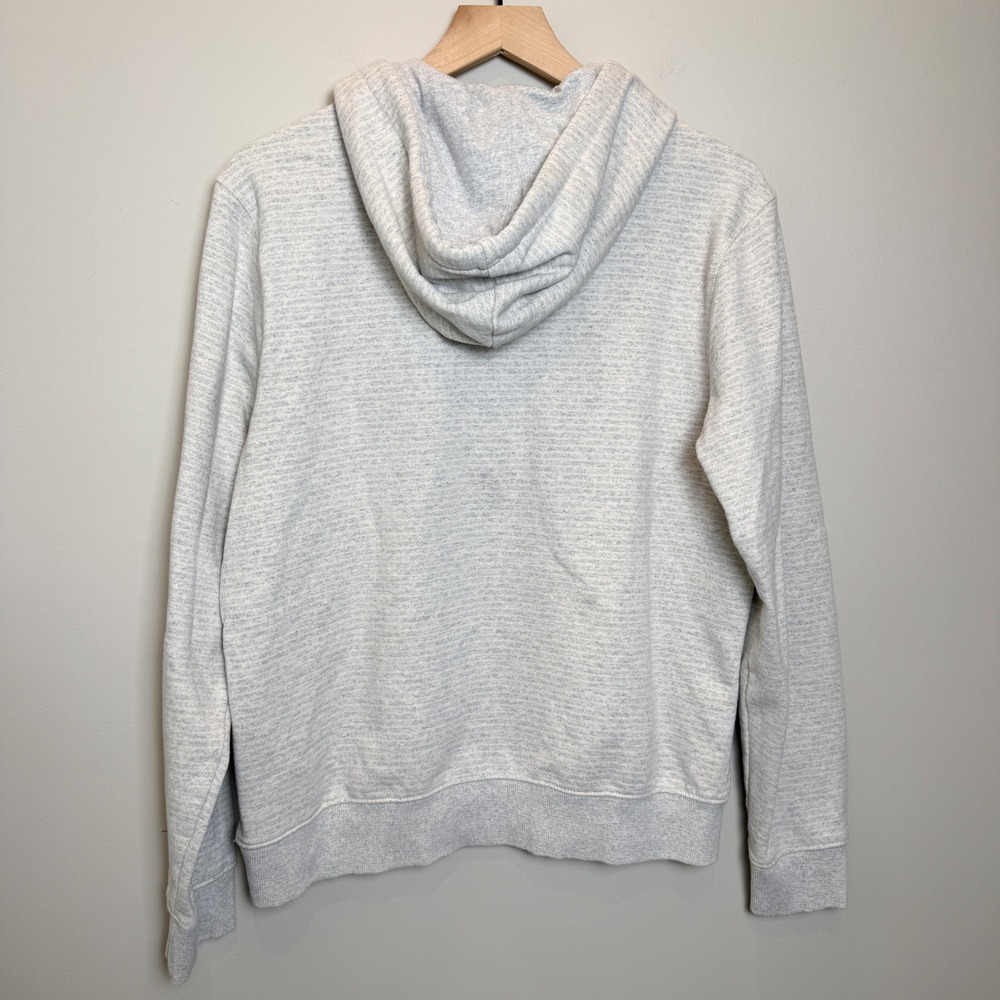 Jachs New York Mens S Recycled Fleece Henley Hoodie Gray Striped Drawstring Eco - Picture 2 of 13